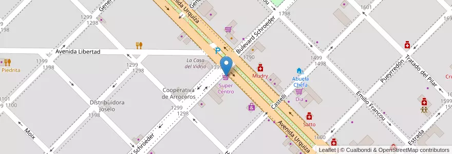Mapa de ubicacion de Super Centro en アルゼンチン, エントレ・リオス州, Departamento Colón, Distrito Segundo, Villa Elisa, Villa Elisa.