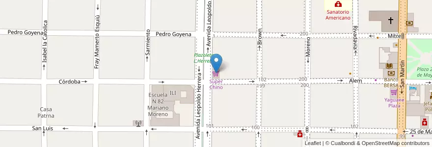 Mapa de ubicacion de Super Chino en アルゼンチン, エントレ・リオス州, Departamento Villaguay, Distrito Lucas Al Sud, Villaguay.