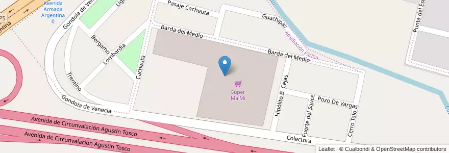 Mapa de ubicacion de Super Ma Mi en 阿根廷, Córdoba, Departamento Capital, Pedanía Capital, Córdoba, Municipio De Córdoba.