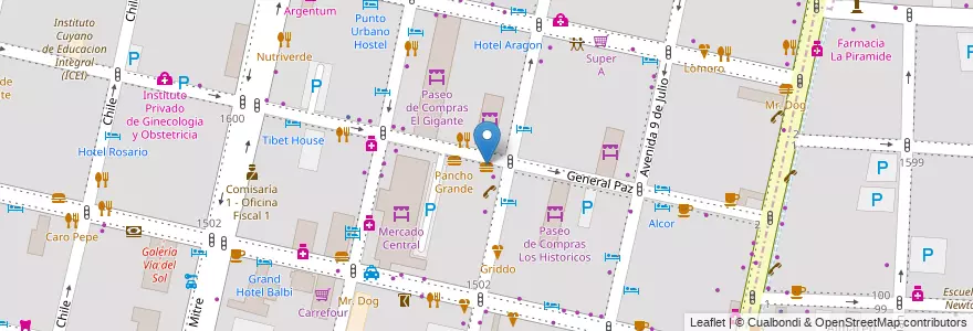 Mapa de ubicacion de Super Pancho en アルゼンチン, チリ, メンドーサ州, Departamento Capital, Ciudad De Mendoza.