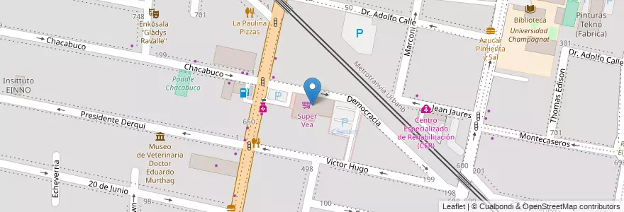 Mapa de ubicacion de Super Vea en Arjantin, Şili, Mendoza, Godoy Cruz, Departamento Godoy Cruz, Distrito Ciudad De Godoy Cruz.