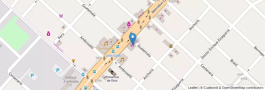 Mapa de ubicacion de Supermercado en アルゼンチン, ブエノスアイレス州, Partido De La Matanza, San Justo.