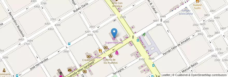 Mapa de ubicacion de Supermercado en アルゼンチン, ブエノスアイレス州, Partido De Vicente López, Vicente López.