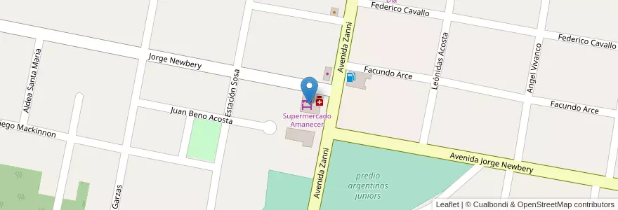 Mapa de ubicacion de Supermercado Amanecer en アルゼンチン, エントレ・リオス州, Departamento Paraná, Distrito Sauce, Paraná, Paraná.