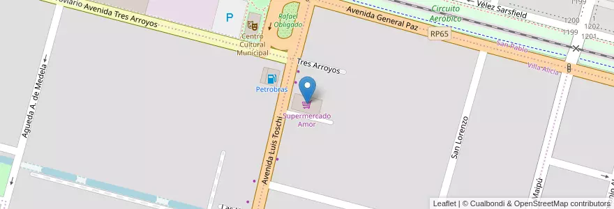 Mapa de ubicacion de Supermercado Amor en Аргентина, Чили, Рио-Негро, Cipolletti, Departamento General Roca.
