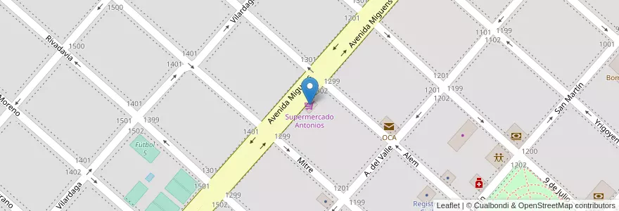 Mapa de ubicacion de Supermercado Antonios en アルゼンチン, ブエノスアイレス州, Partido De Ayacucho, Ayacucho.