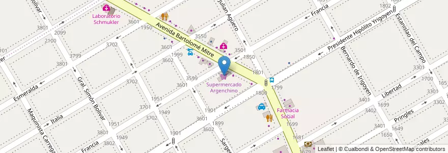 Mapa de ubicacion de Supermercado Argenchino en Argentine, Province De Buenos Aires, Partido De Vicente López, Vicente López.