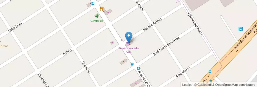 Mapa de ubicacion de Supermercado Asia en Аргентина, Буэнос-Айрес, Partido De Malvinas Argentinas, Grand Bourg.