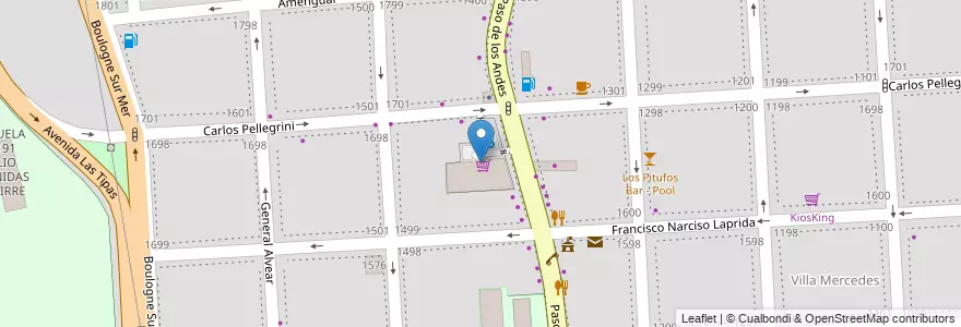 Mapa de ubicacion de Supermercado Atomo en Arjantin, Şili, Mendoza, Godoy Cruz, Departamento Godoy Cruz, Distrito Ciudad De Godoy Cruz.