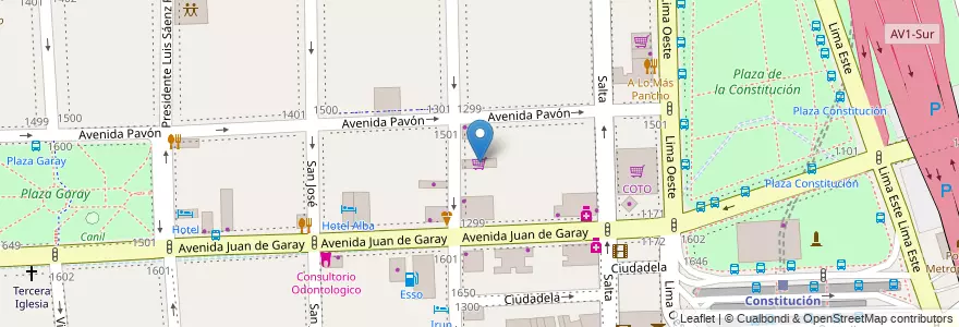 Mapa de ubicacion de Supermercado Botao, Constitucion en Argentine, Ciudad Autónoma De Buenos Aires, Comuna 1, Buenos Aires.