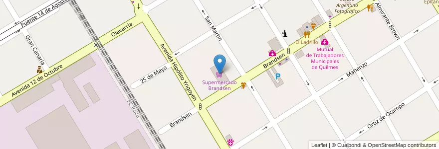 Mapa de ubicacion de Supermercado Brandsen en Arjantin, Buenos Aires, Partido De Quilmes, Quilmes.