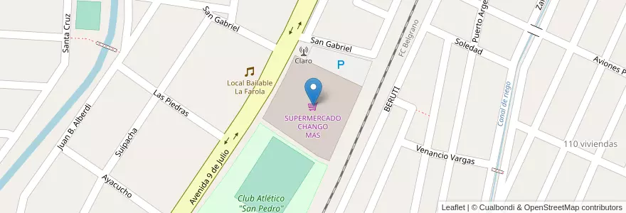 Mapa de ubicacion de SUPERMERCADO CHANGO MAS en آرژانتین, Jujuy, Departamento San Pedro, Municipio De San Pedro De Jujuy.