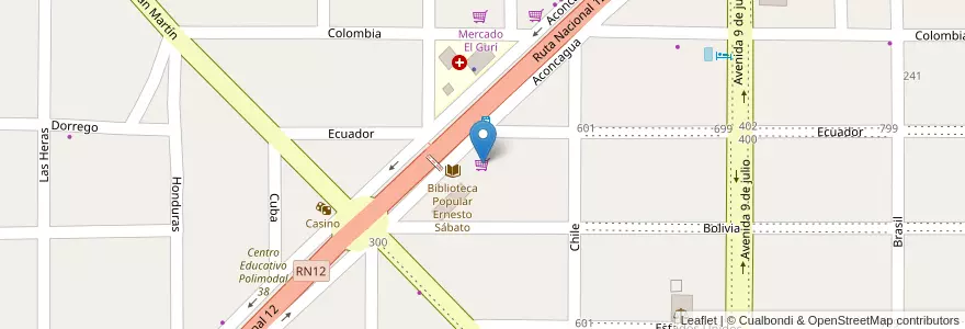 Mapa de ubicacion de Supermercado chino en アルゼンチン, ミシオネス州, Departamento San Ignacio, Municipio De Jardín América.