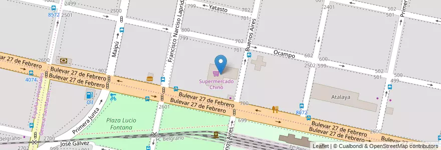 Mapa de ubicacion de Supermercado Chino en Аргентина, Санта-Фе, Departamento Rosario, Municipio De Rosario, Росарио.