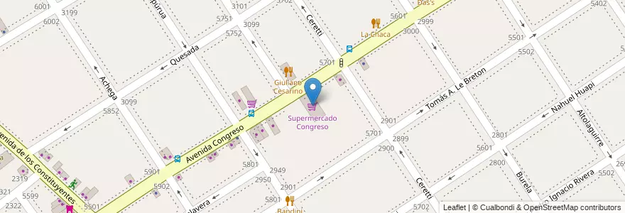 Mapa de ubicacion de Supermercado Congreso, Villa Urquiza en Аргентина, Буэнос-Айрес, Comuna 12, Буэнос-Айрес.