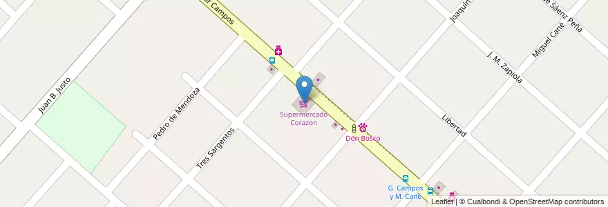 Mapa de ubicacion de Supermercado Corazon en Argentinië, Buenos Aires, Partido De José C. Paz.