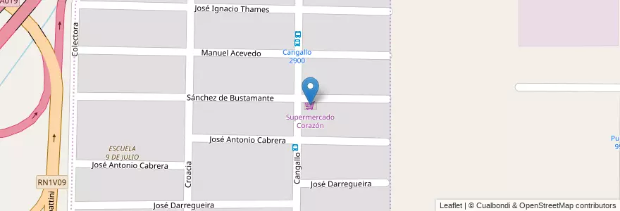 Mapa de ubicacion de Supermercado Corazón en 아르헨티나, Córdoba, Departamento Capital, Pedanía Capital, Córdoba, Municipio De Córdoba.