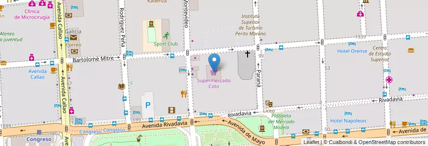 Mapa de ubicacion de Supermercado Coto, San Nicolas en Argentinien, Ciudad Autónoma De Buenos Aires, Comuna 1, Buenos Aires.