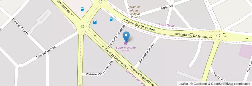 Mapa de ubicacion de Supermercado Disco en Argentinien, Provinz Córdoba, Departamento Colón, Municipio De Villa Allende, Pedanía Río Ceballos, Villa Allende.
