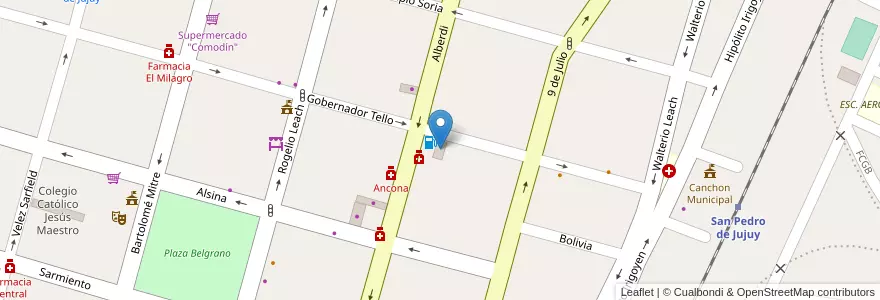 Mapa de ubicacion de SUPERMERCADO EL OBRERO en 아르헨티나, Jujuy, Departamento San Pedro, Municipio De San Pedro De Jujuy.