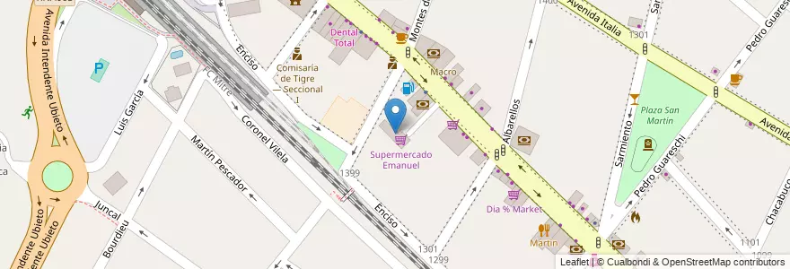 Mapa de ubicacion de Supermercado Emanuel en アルゼンチン, ブエノスアイレス州, Partido De Tigre, Tigre.