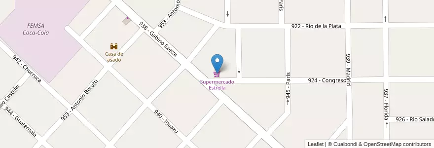 Mapa de ubicacion de Supermercado Estrella en アルゼンチン, ブエノスアイレス州, Partido De Tres De Febrero, Loma Hermosa.