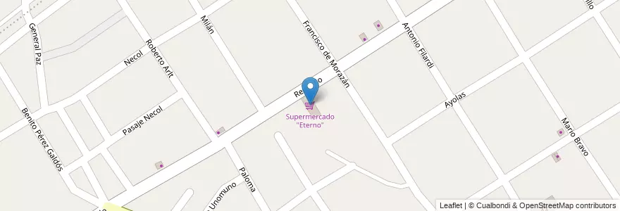 Mapa de ubicacion de Supermercado "Eterno" en 阿根廷, 布宜诺斯艾利斯省, Partido De Lomas De Zamora, Villa Fiorito.