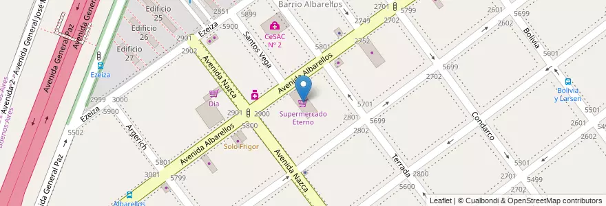 Mapa de ubicacion de Supermercado Eterno, Villa Pueyrredon en Arjantin, Ciudad Autónoma De Buenos Aires, Comuna 12, Buenos Aires.