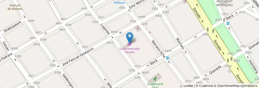 Mapa de ubicacion de Supermercado Girasol, Villa Urquiza en 아르헨티나, Ciudad Autónoma De Buenos Aires, Comuna 12, 부에노스아이레스.