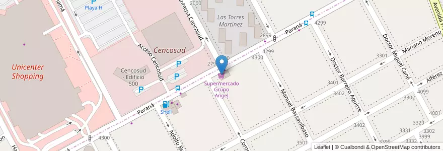 Mapa de ubicacion de Supermercado Grupo Angel en 阿根廷, 布宜诺斯艾利斯省, Partido De San Isidro.
