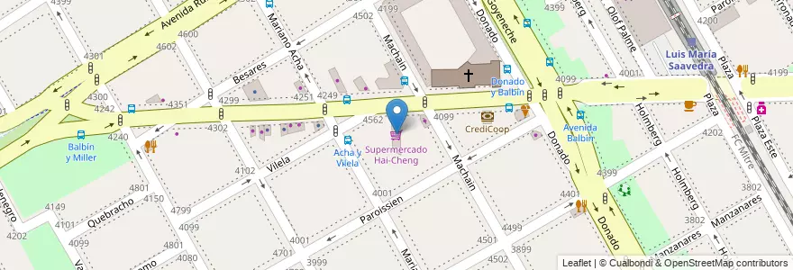 Mapa de ubicacion de Supermercado Hai-Cheng, Saavedra en 阿根廷, Ciudad Autónoma De Buenos Aires, Comuna 12, 布宜诺斯艾利斯.