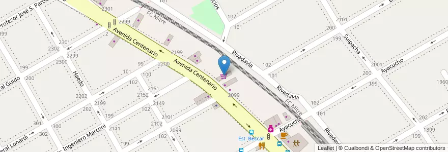 Mapa de ubicacion de Supermercado Ideal en Arjantin, Buenos Aires, Partido De San Isidro, Beccar.