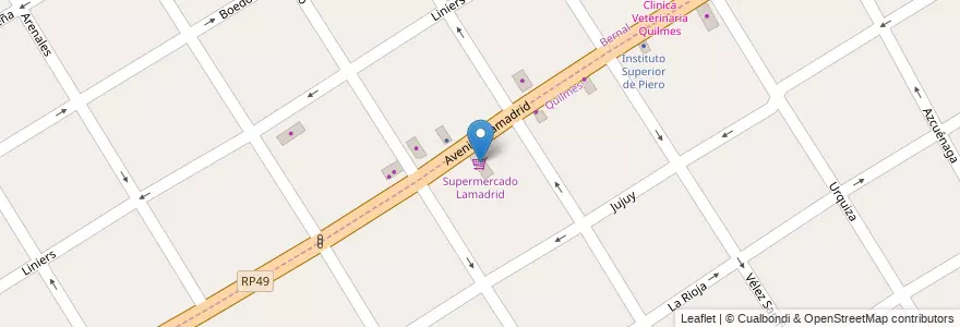 Mapa de ubicacion de Supermercado Lamadrid en 阿根廷, 布宜诺斯艾利斯省, Partido De Quilmes, Quilmes.