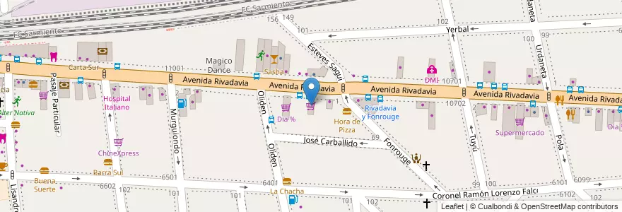 Mapa de ubicacion de Supermercado, Liniers en 아르헨티나, Ciudad Autónoma De Buenos Aires, Comuna 9, 부에노스아이레스, Comuna 10.