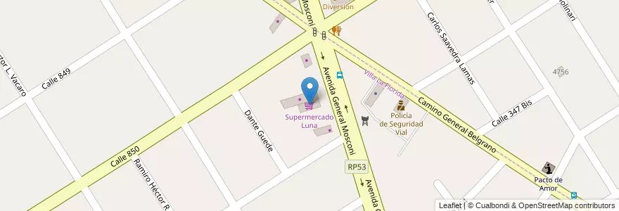 Mapa de ubicacion de Supermercado Luna en الأرجنتين, بوينس آيرس, Partido De Quilmes, Villa La Florida.