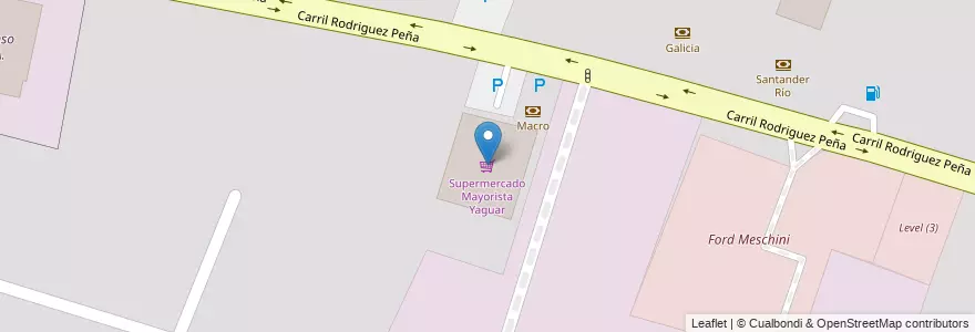 Mapa de ubicacion de Supermercado Mayorista Yaguar en 阿根廷, 智利, Mendoza, Departamento Godoy Cruz, Godoy Cruz, Distrito San Francisco Del Monte.
