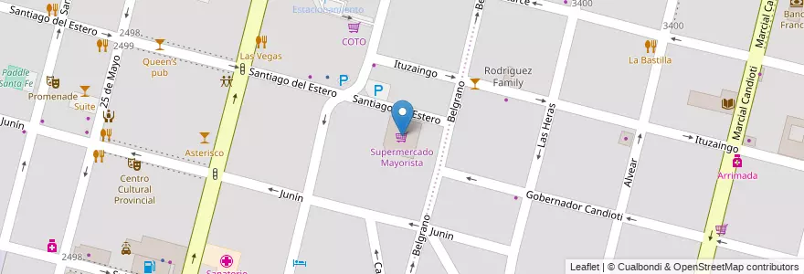 Mapa de ubicacion de Supermercado Mayorista en آرژانتین, سانتافه, Departamento La Capital, Santa Fe Capital, سانتافه.