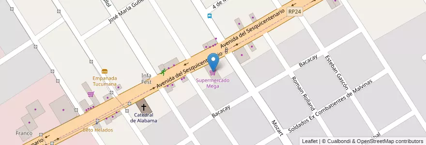 Mapa de ubicacion de Supermercado Mega en Arjantin, Buenos Aires, Partido De Malvinas Argentinas, Los Polvorines.