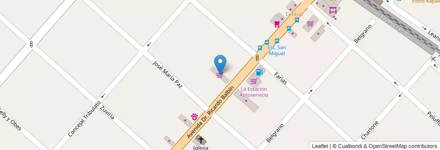 Mapa de ubicacion de Supermercado Mitre en Argentinië, Buenos Aires, Partido De San Miguel, San Miguel.