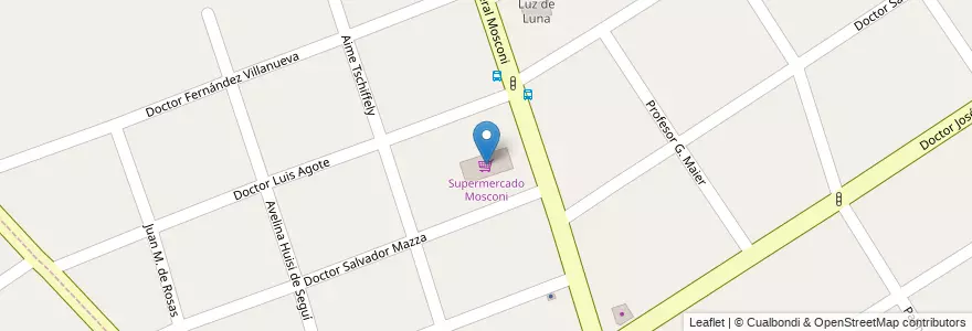 Mapa de ubicacion de Supermercado Mosconi en Argentina, Buenos Aires, Partido De Quilmes.
