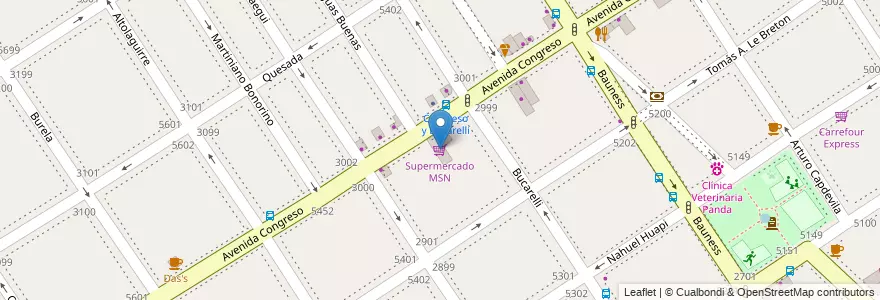 Mapa de ubicacion de Supermercado MSN, Villa Urquiza en Argentina, Autonomous City Of Buenos Aires, Comuna 12, Autonomous City Of Buenos Aires.