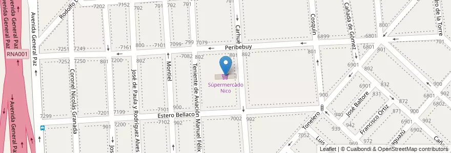 Mapa de ubicacion de Súpermercado Nico, Liniers en Arjantin, Ciudad Autónoma De Buenos Aires, Buenos Aires.