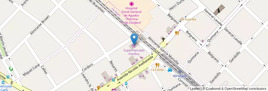 Mapa de ubicacion de Supermercado Pacífico en 阿根廷, 布宜诺斯艾利斯省, Partido De San Fernando, Victoria.