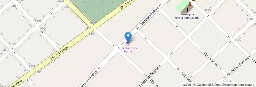 Mapa de ubicacion de Supermercado Puma en 아르헨티나, 부에노스아이레스주, Partido De General San Martín, Villa Lynch.
