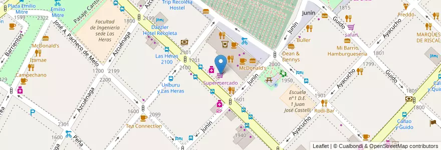 Mapa de ubicacion de Supermercado, Recoleta en Arjantin, Ciudad Autónoma De Buenos Aires, Comuna 2, Buenos Aires.
