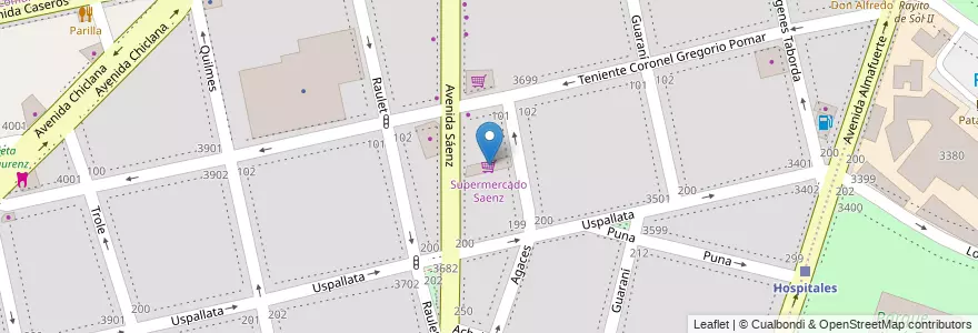 Mapa de ubicacion de Supermercado Saenz, Nueva Pompeya en Argentine, Ciudad Autónoma De Buenos Aires, Comuna 4, Buenos Aires.
