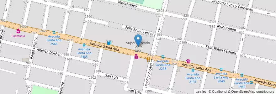 Mapa de ubicacion de Supermercado Santa Ana en Argentine, Córdoba, Departamento Capital, Pedanía Capital, Córdoba, Municipio De Córdoba.