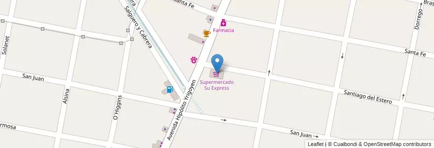 Mapa de ubicacion de Supermercado Su Express en アルゼンチン, ブエノスアイレス州, Partido De Merlo, Merlo.
