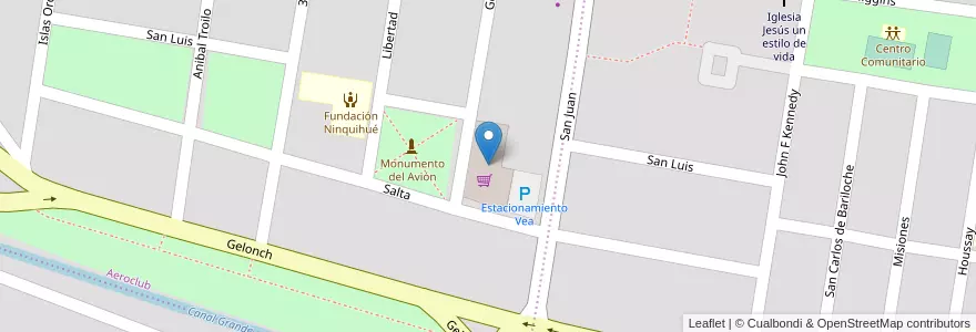 Mapa de ubicacion de Supermercado Vea en Arjantin, Río Negro, General Roca, Departamento General Roca, General Roca.