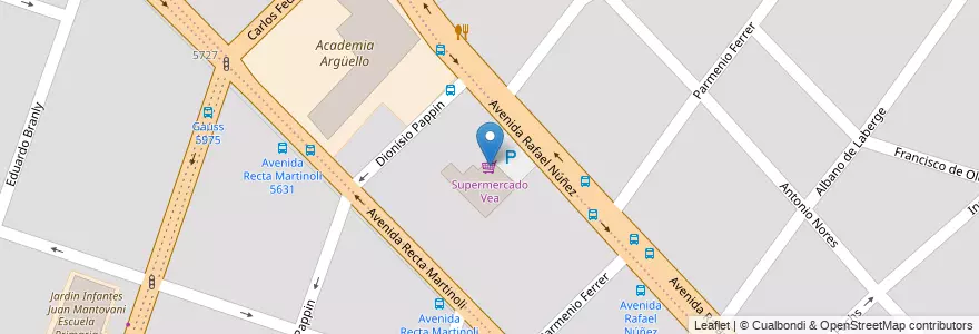 Mapa de ubicacion de Supermercado Vea en Arjantin, Córdoba, Departamento Capital, Pedanía Capital, Córdoba, Municipio De Córdoba.